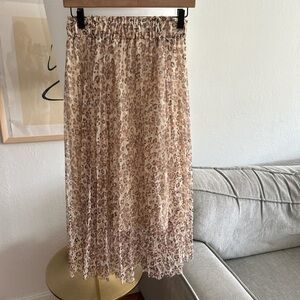 Pleated Tulle Leopard Print Skirt Size SP Boho